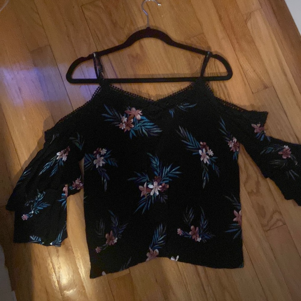 Black cold shoulder blouse